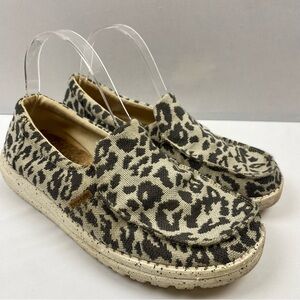 HEY DUDE WOMEN'S MISTY WOVEN CHEETAH SHOES 8